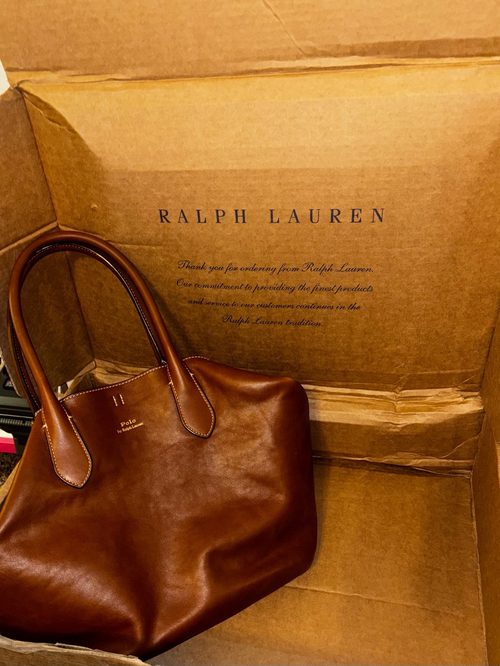 Polo Ralph Lauren Leather Medium Bellport Tote